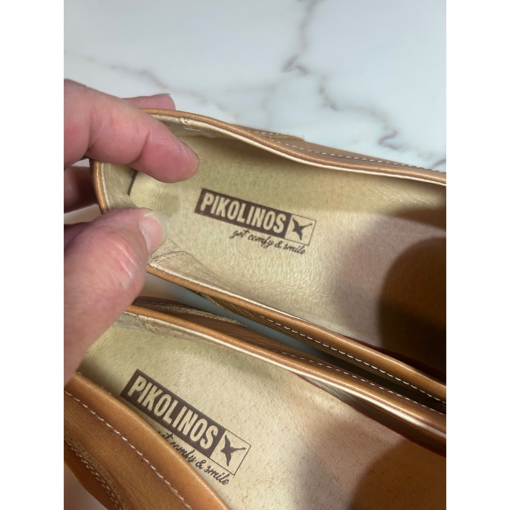 Pikolinos Women Leather Penny Loafers Tri-Color Tan Cream Brown Size 41 - Picture 5 of 7